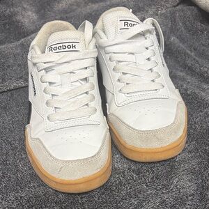 Reebok Women’s White Leather Sneakers with Gum Sole